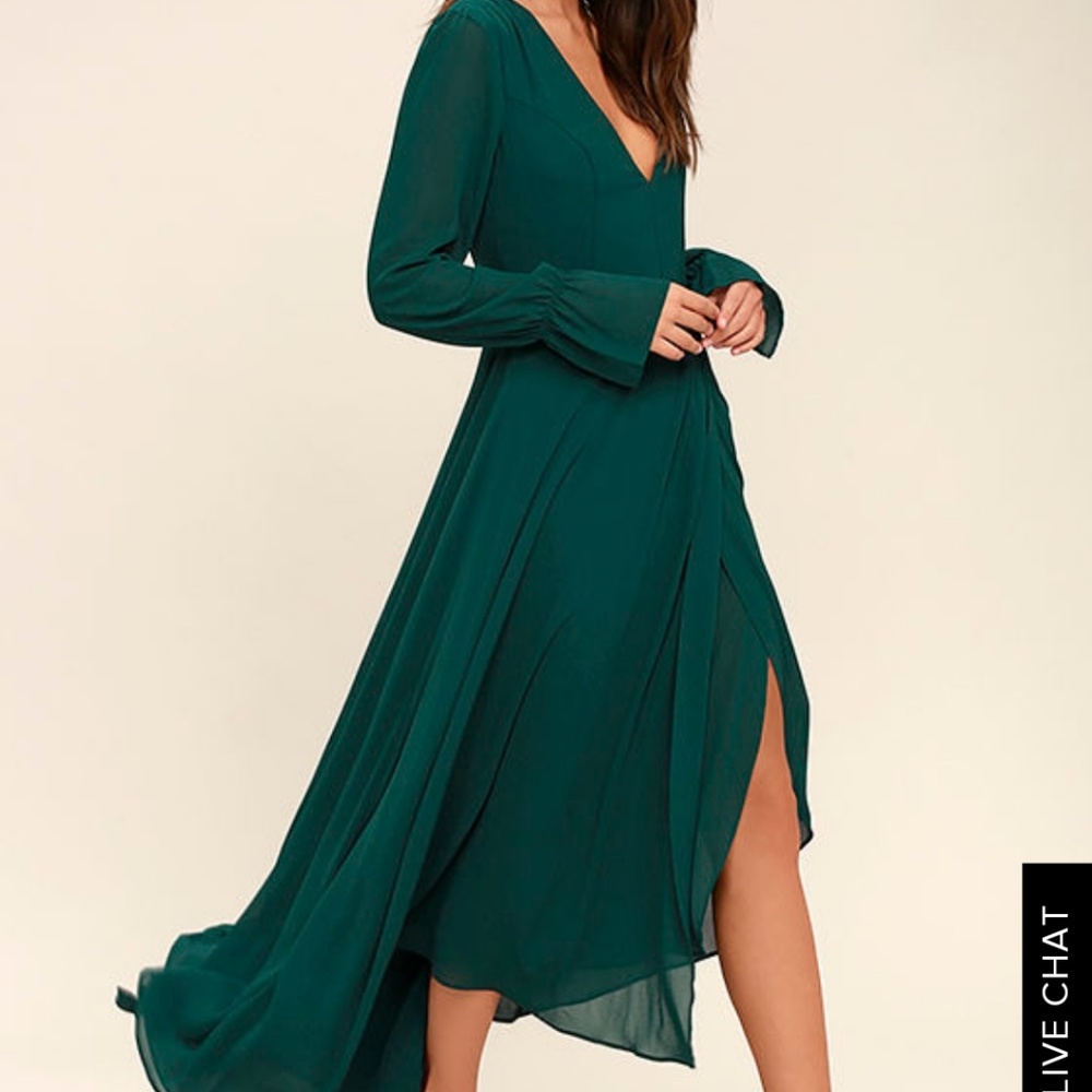Lulu's Emerald Green Open Back Dress